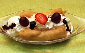 Friturestegt banan med is